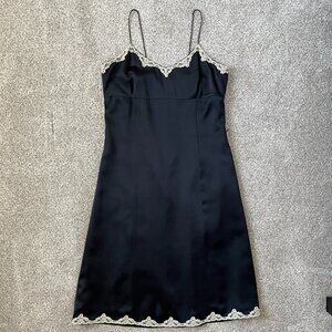 Banana Republic 100% Silk Dress – Size 10 – Black with Lace Trim